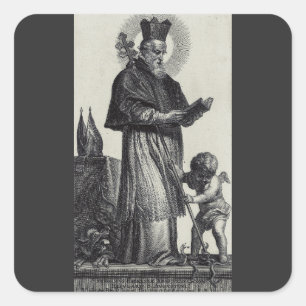 Saint Patrick Apostle of Ireland  Monochrome Art Square Sticker