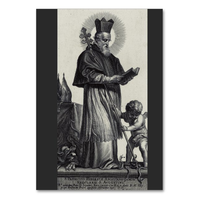 Saint Patrick Apostle of Ireland  Monochrome Art Table Number (Front)