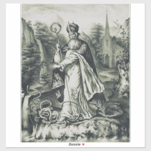 Saint Patrick Banishing Snakes Vintage Engraving A