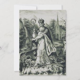 Saint Patrick Banishing Snakes Vintage Engraving A Invitation