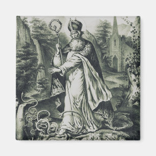 Saint Patrick Banishing Snakes Vintage Engraving A Magnet