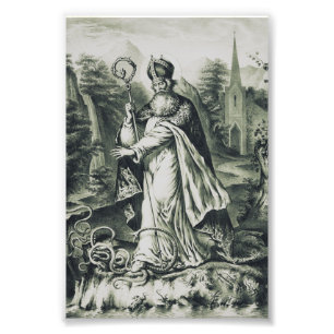 Saint Patrick Banishing Snakes Vintage Engraving A Photo Print