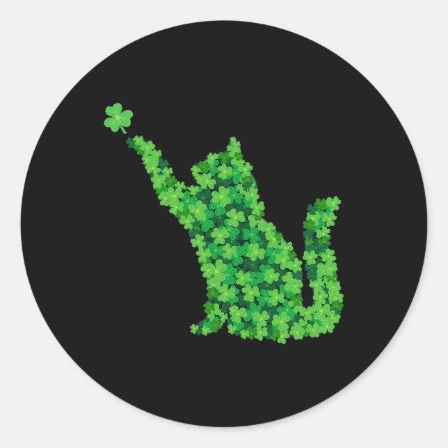 Saint Patrick Day Shamrock Cat Lucky St Patricks D Classic Round Sticker (Front)