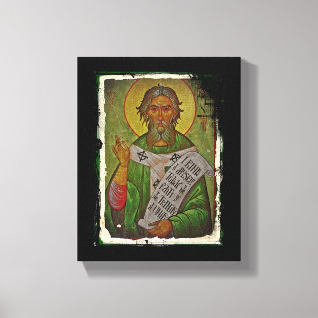 Saint Patrick Icon on Green Canvas Print (Front)