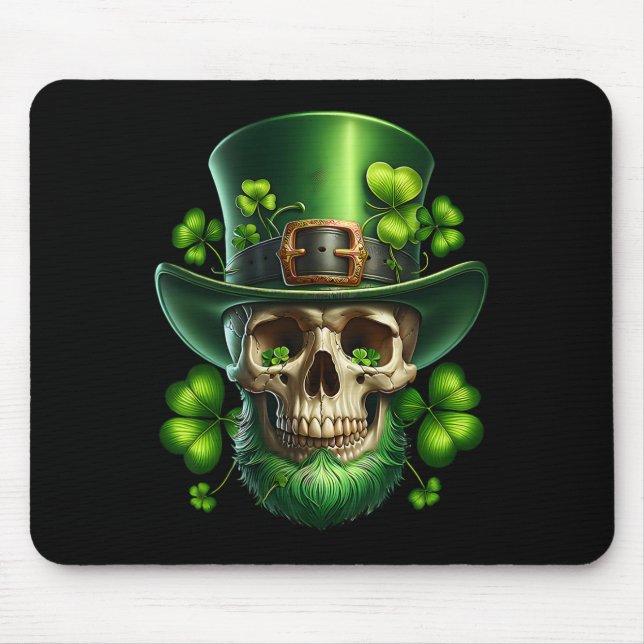 Saint Patrick Irish Sugar Skull Day Of Dead St Pat Mouse Mat (Front)