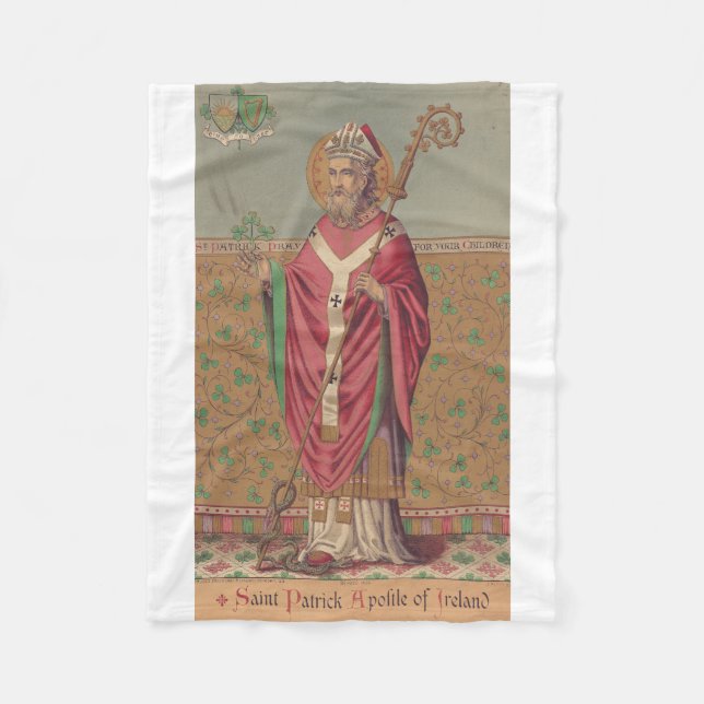 Saint Patrick of Ireland Sacred Celtic Art Fleece Blanket (Front)