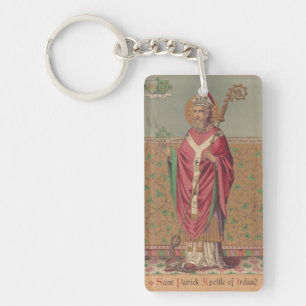 Saint Patrick of Ireland Sacred Celtic Art Key Ring