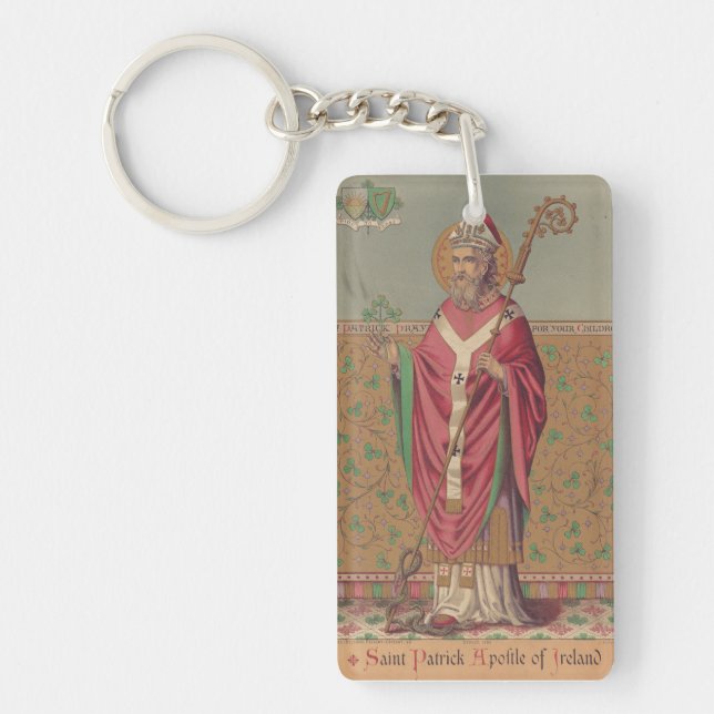 Saint Patrick of Ireland Sacred Celtic Art Key Ring (Front)