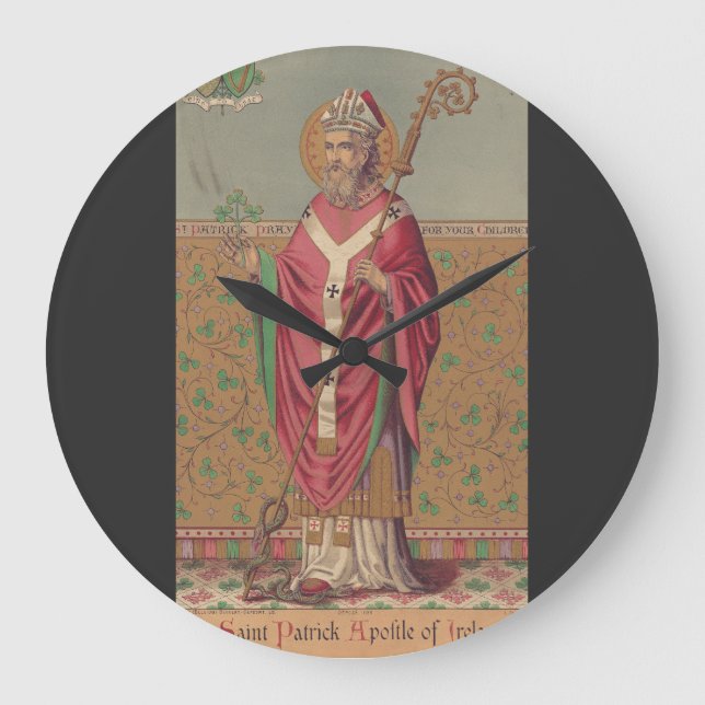 Saint Patrick of Ireland Sacred Celtic Art Large Clock (Front)