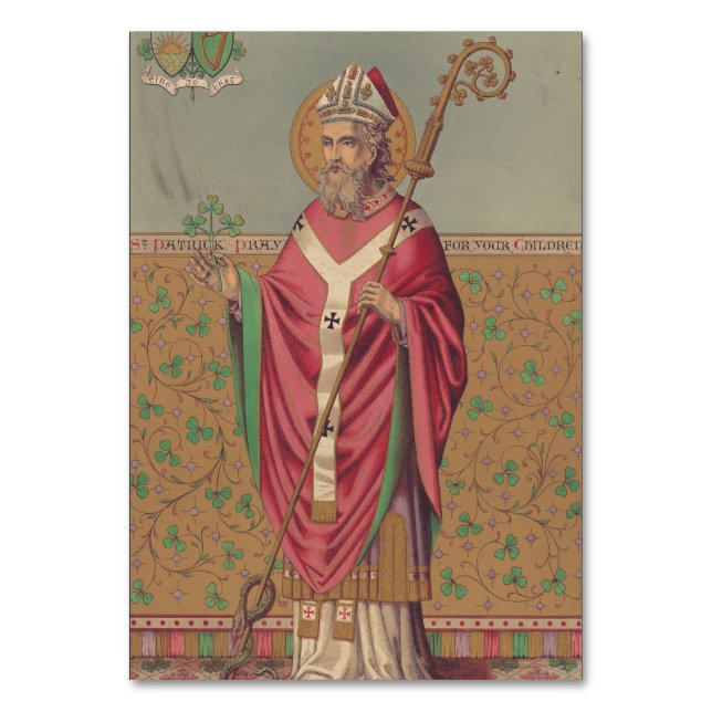 Saint Patrick of Ireland Sacred Celtic Art Table Number (Front)