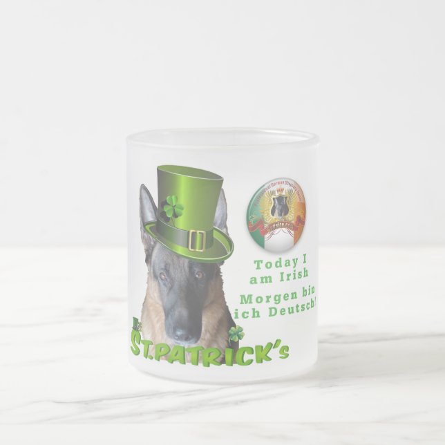 Saint Patrick’s German Shepherd Owner Mug/Stein Frosted Glass Coffee Mug (Center)