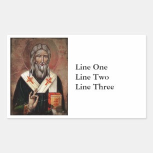 Saint Patrick with Hand Raised Rectangular Sticker
