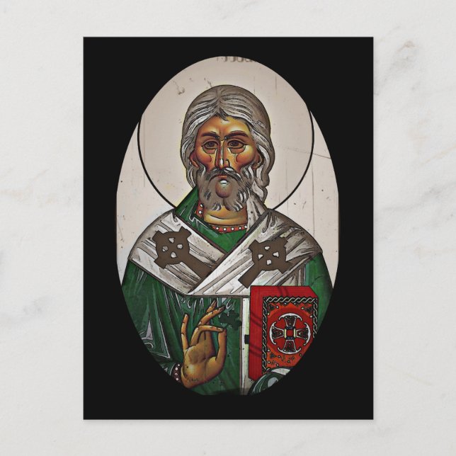 Saint Patrick with Holy Scripture Postcard (Front)