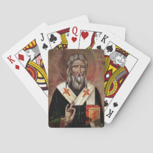 Saint Patrick with Raised Hand Playing Cards