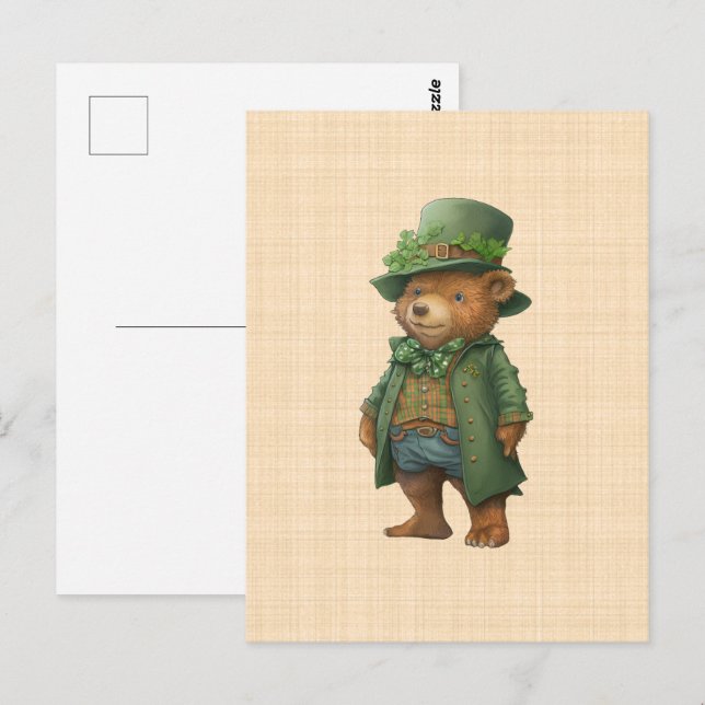 Saint Patrick's Bear - Irish Green Costume Postcard (Front/Back)