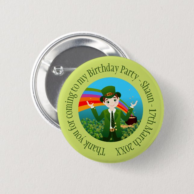 Saint Patrick's Birthday Boy Thank you 6 Cm Round Badge (Front & Back)