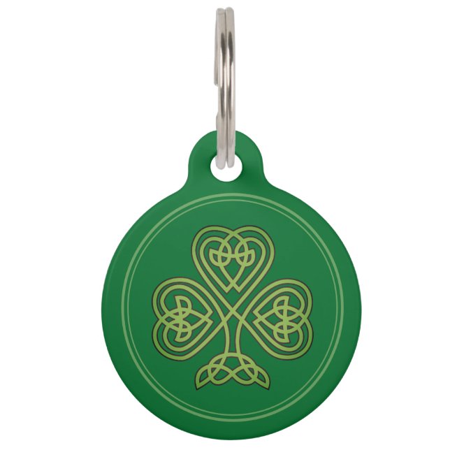 SAINT PATRICKS CELTIC CROSS GREEN PET TAG (Front)