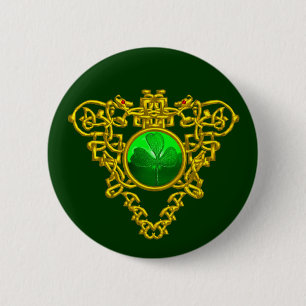 SAINT PATRICK'S CELTIC HEART 6 CM ROUND BADGE