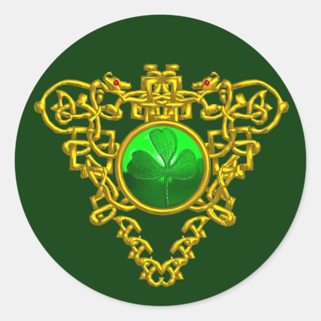 SAINT PATRICK'S CELTIC HEART CLASSIC ROUND STICKER (Front)