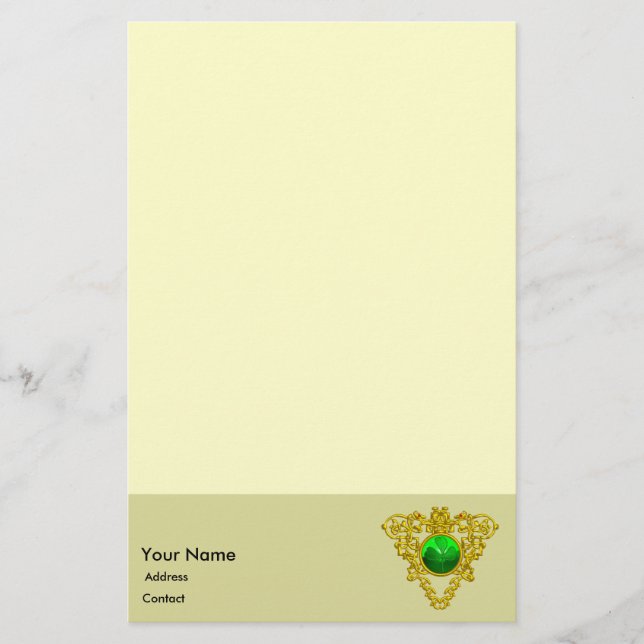 SAINT PATRICK'S CELTIC HEART,SHAMROCK Cream Stationery (Front)