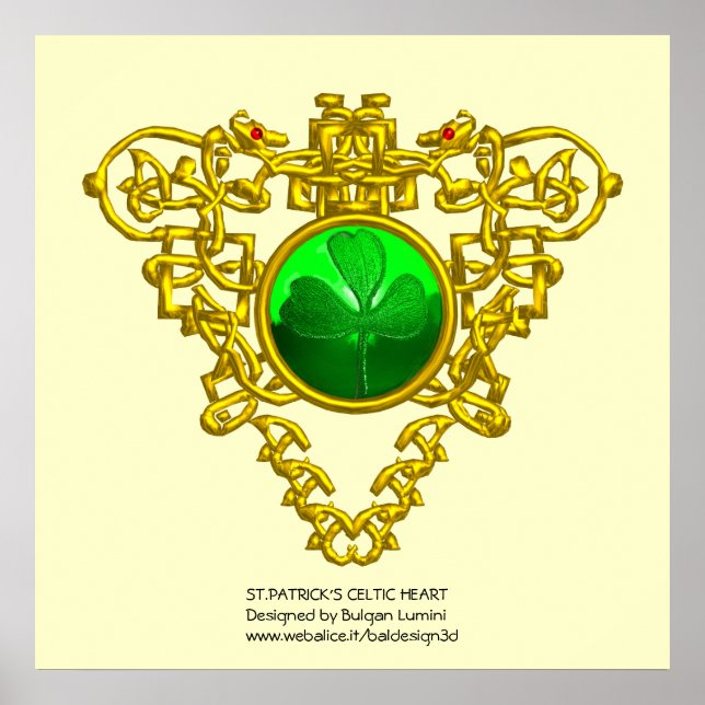 SAINT PATRICK'S CELTIC HEART,SHAMROCK POSTER (Front)