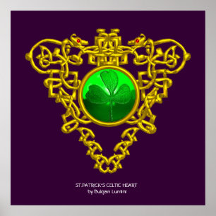 SAINT PATRICK'S CELTIC HEART,SHAMROCK,purple Poster
