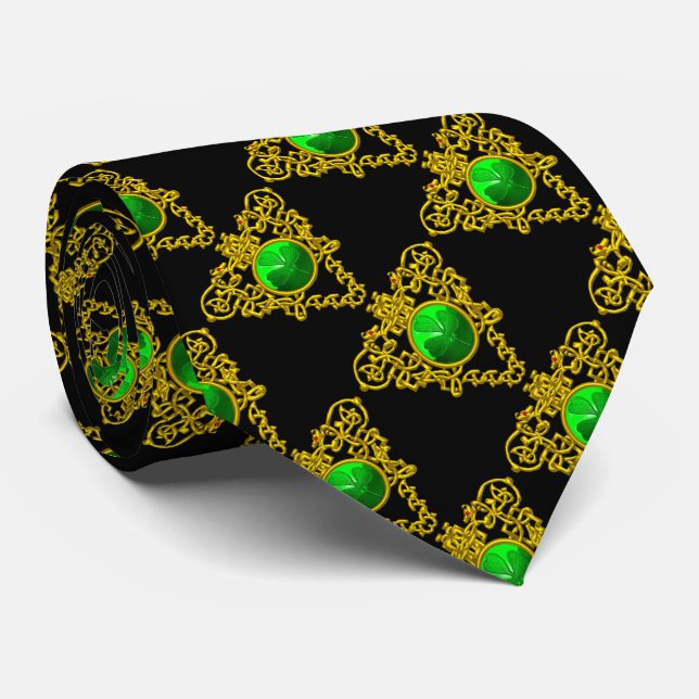 SAINT PATRICK'S CELTIC HEART WITH GREEN SHAMROCK TIE (Rolled)