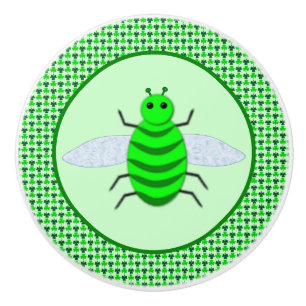 Saint Patricks Day Bee and Shamrocks Ceramic Knob