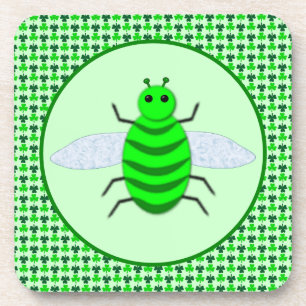 Saint Patricks Day Bee and Shamrocks Coaster