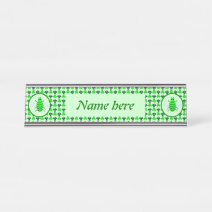 Saint Patricks Day Bee and Shamrocks Custom Desk Name Plate
