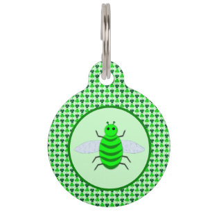 Saint Patricks Day Bee and Shamrocks Custom Pet Tag