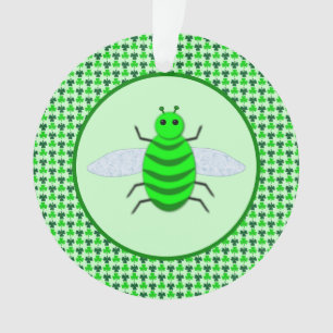 Saint Patricks Day Bee and Shamrocks Ornament