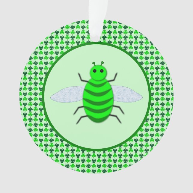 Saint Patricks Day Bee and Shamrocks Ornament (Front)