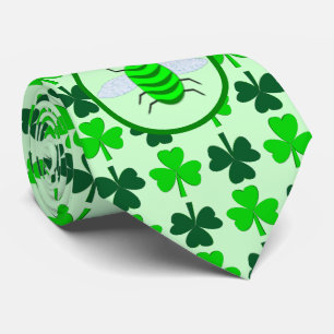Saint Patricks Day Bee and Shamrocks Tie