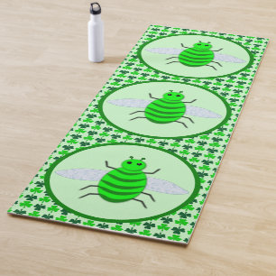 Saint Patricks Day Bee and Shamrocks Yoga Mat