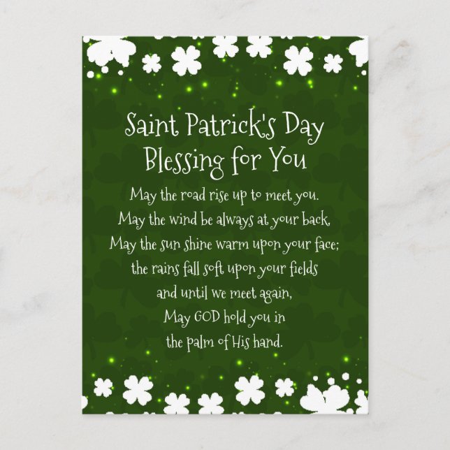 Saint Patrick's Day Blessing May the Road Rise Up Postcard (Front)