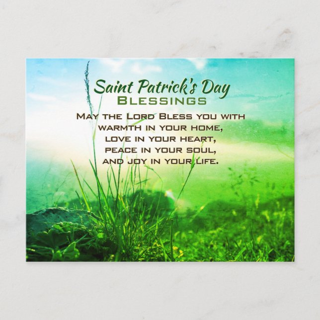 Saint Patrick's Day Blessings, Irish Prayer Postcard (Front)