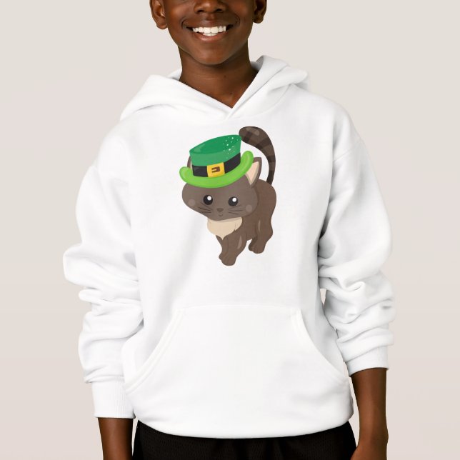 Saint Patrick's Day, Brown Cat, Leprechaun Hat (Front)
