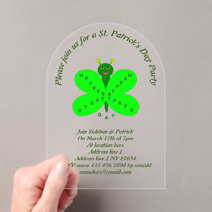 Saint Patrick's Day Butterfly Custom Acrylic Invitations