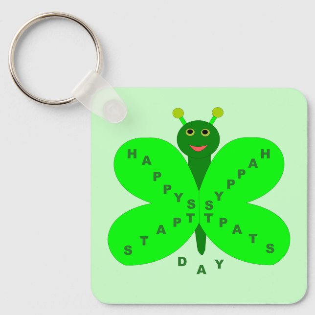 Saint Patrick's Day Butterfly Custom Key Ring (Front)