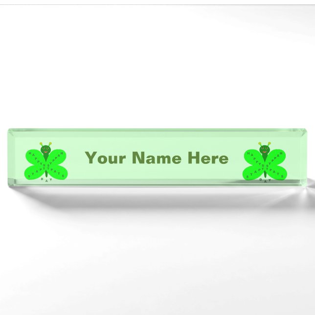 Saint Patrick's Day Butterfly Custom Nameplate (Front)