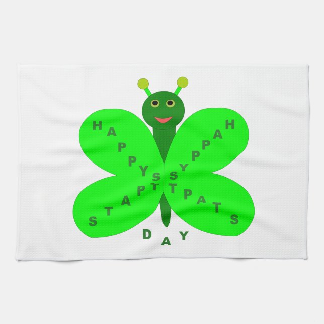 Saint Patricks Day Butterfly Kitchen Towel (Horizontal)