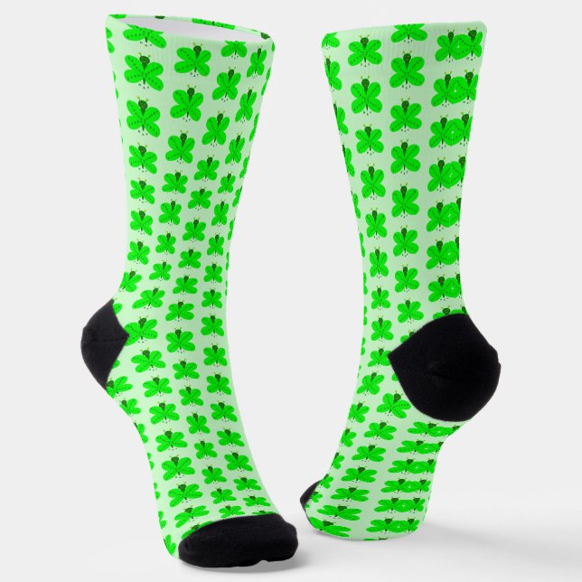 Saint Patricks Day Butterfly Patterned Socks (Angled)