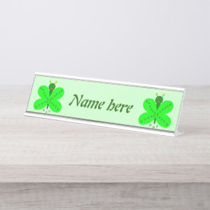 Saint Patricks Day Butterfly Personalised Desk Name Plate