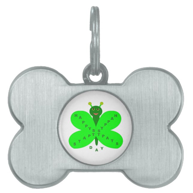 Saint Patricks Day Butterfly Pet Tag (Front)