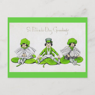Saint Patrick's Day Children, Vintage Postcard