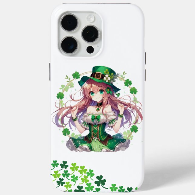 Saint Patrick's Day clover anime girl Case-Mate iPhone Case (Back)