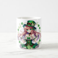 Saint Patrick's Day clover anime girl