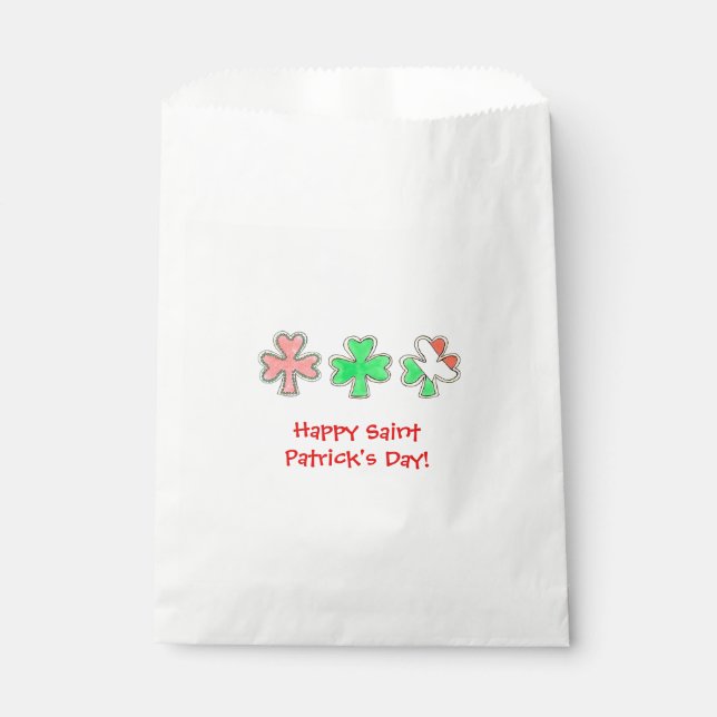 Saint Patricks Day Clover Irish Flag Shamrocks Favour Bags (Front)