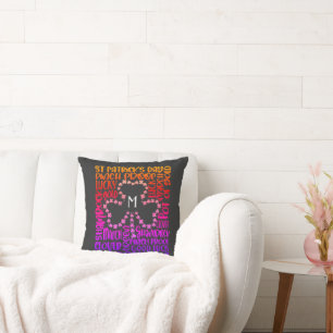 Saint Patricks Day Clover Leaf Initial Cushion